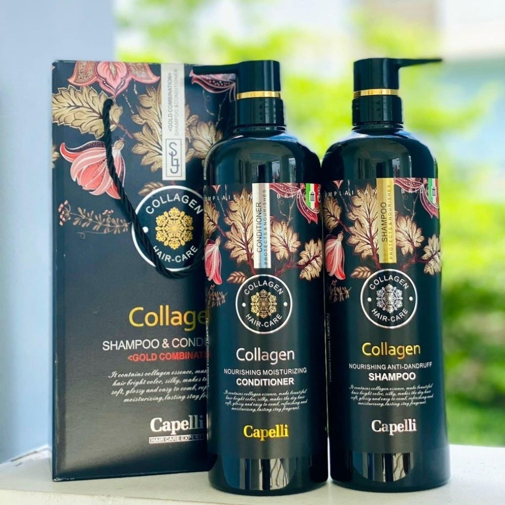 BỘ GỘI XẢ - COLAGEN - CAPELLI  Hair Care  Siêu Mượt, Ngăn Gàu Phục Hồi Hư Tổn Chính Hãng