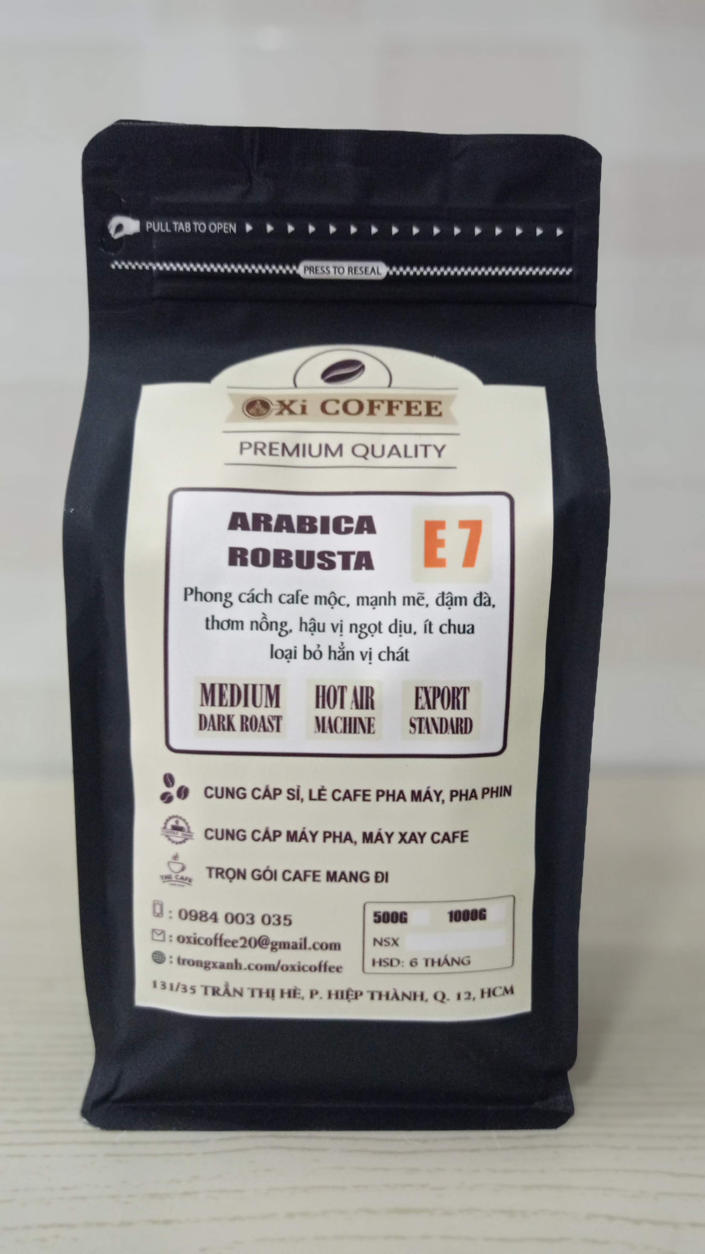 Cafe e7 70% robusta, 30% arabica cao cấp rang mộc 500g