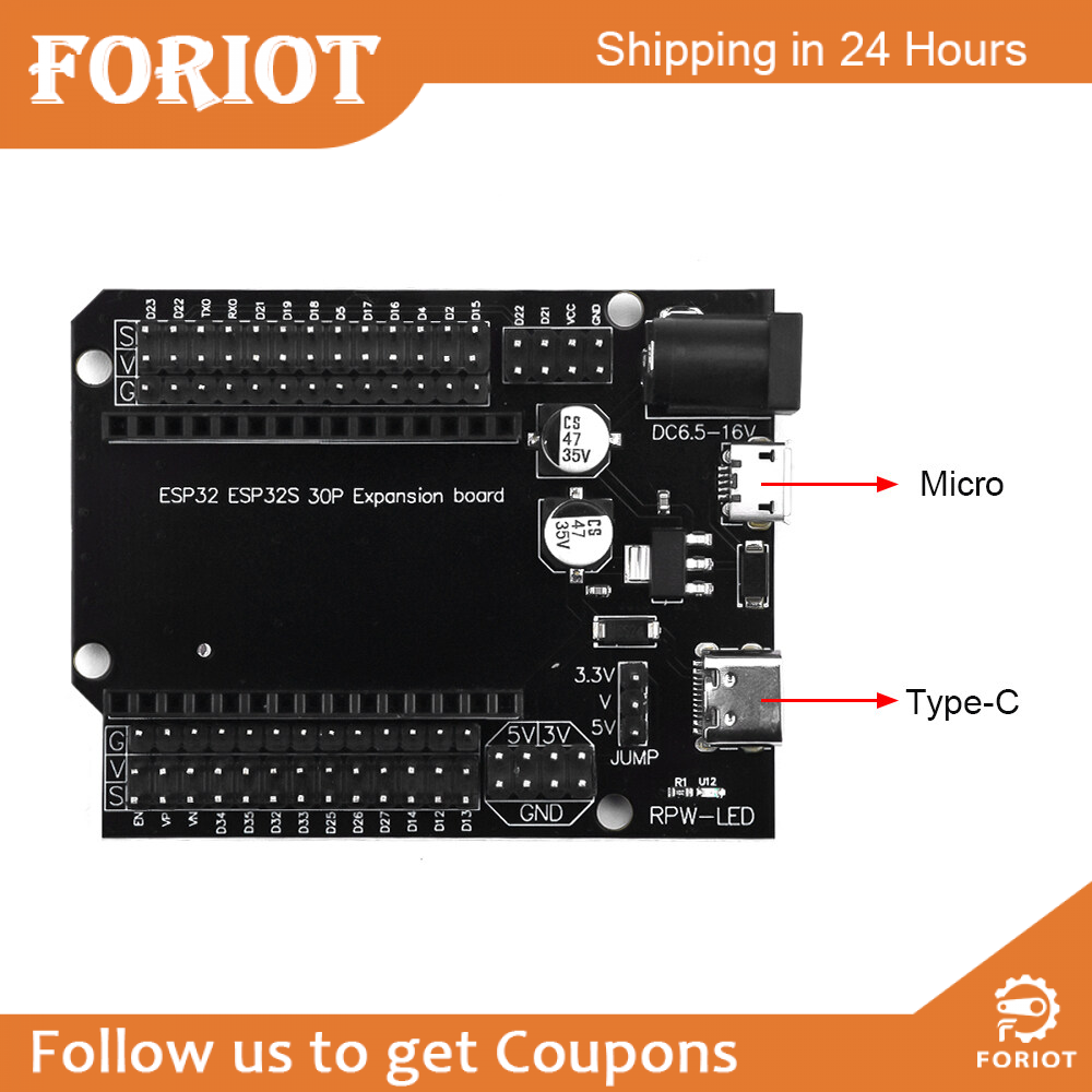 Foriot ESP32 Super Breakout Board Expansion Board 3 Types Outputs for ESP32 Module ESP-WROOM-32 ESP32 Block PCB