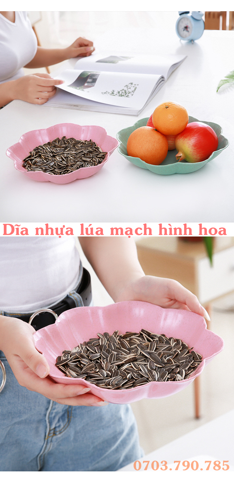 [HCM]Dĩa nhựa lúa mạch hình hoa size LỚN - KT: 27.5 cm