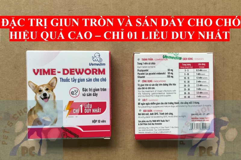 Vime Deworm dạng viên tiêu diệt và phòng giun sán cho chó (chỉ 1 liều)