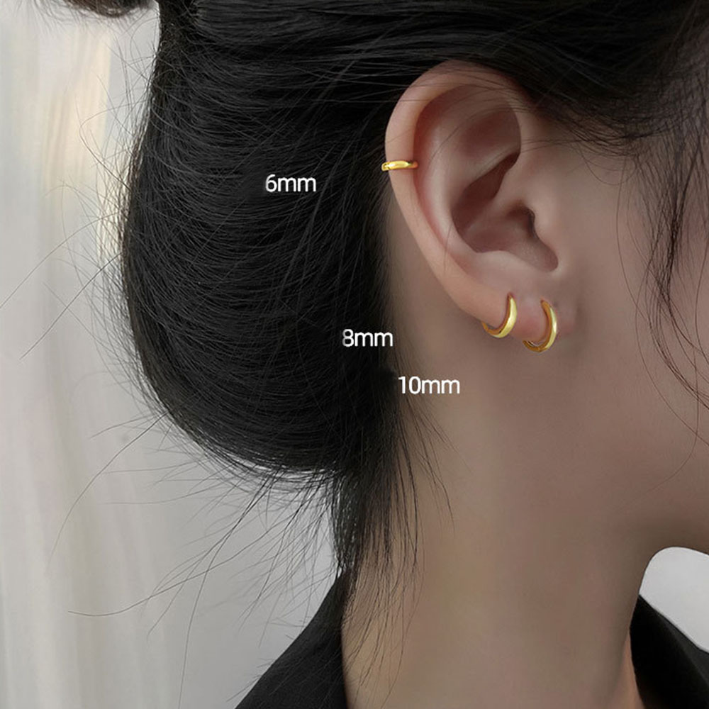 Gold Accessories Women Korean 6mm/8mm/10mm/12mm Huggie Hoop Earrings Minimalist Ear Buckle Round Earring