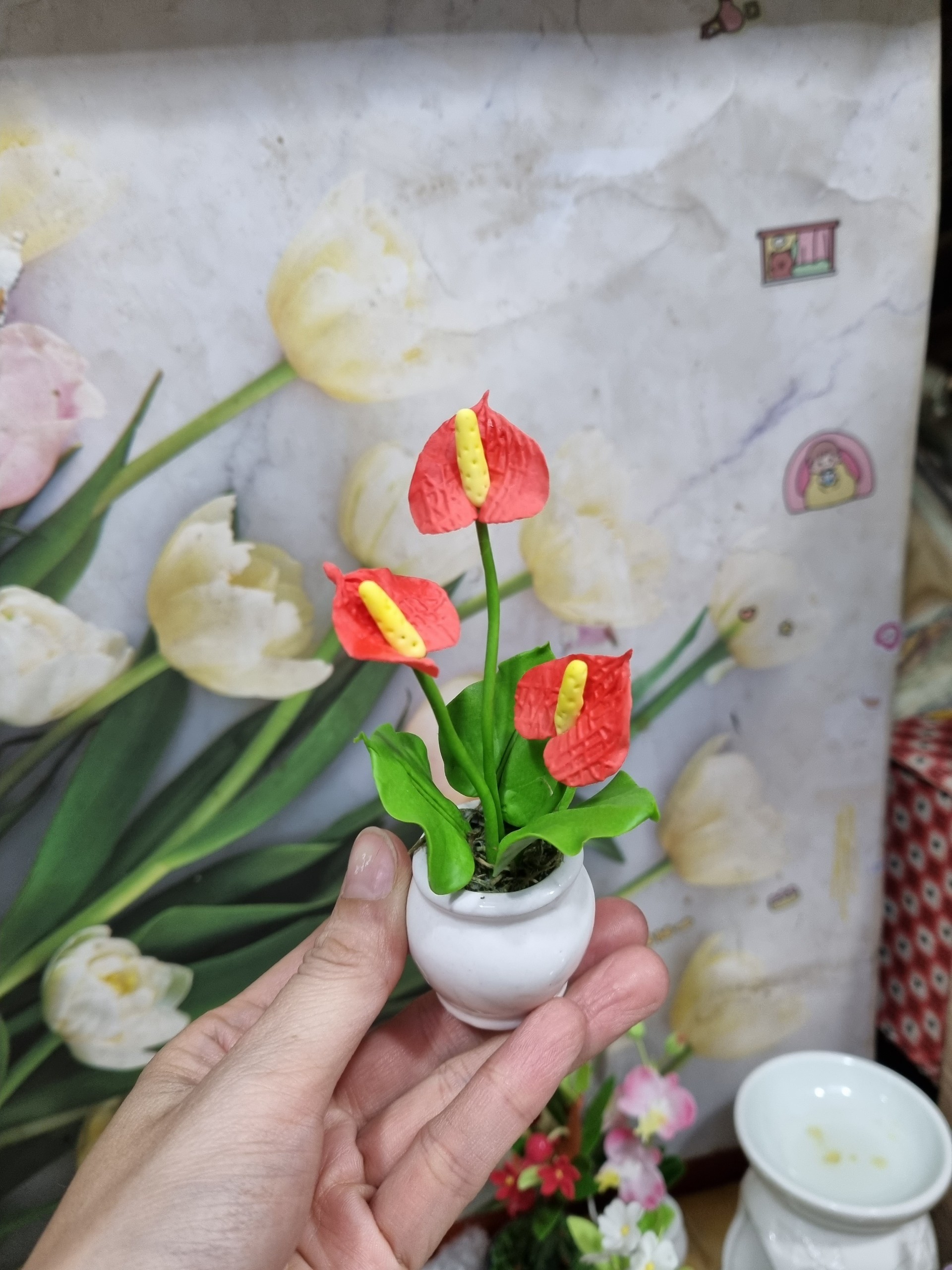 Họa Tiết Hoa Hồng Nổi Bật - Đất Sét Nghệ Thuật Nhật Bản Đỏ/Hồng/Hoa Trang Trí Đĩa Tạo Trang Trí