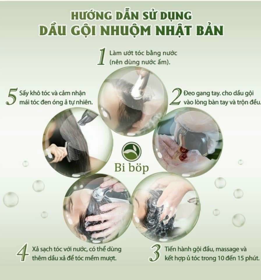 Dầu Gội Phủ Bạc Thảo Dược ( đen ) TÓC BIBOP NHẬT BẢN - GỘI LÀ ĐEN TÓC