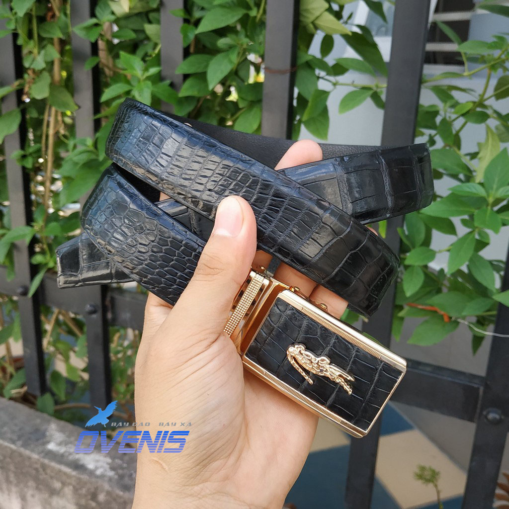 [FREE SHIP] Thắt Lưng Da Bụng Cá Sấu Nâu Đỏ [LIỀN NGUYÊN TẤM CAO CẤP]