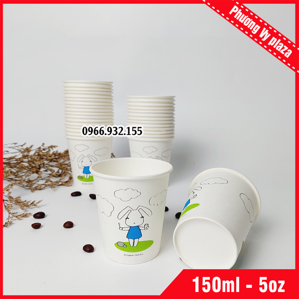 50 Chiếc Cốc Giấy 150ml - 5oz Thỏ Rabit Ly Giấy NHẬP KHẨU HÀN QUỐC