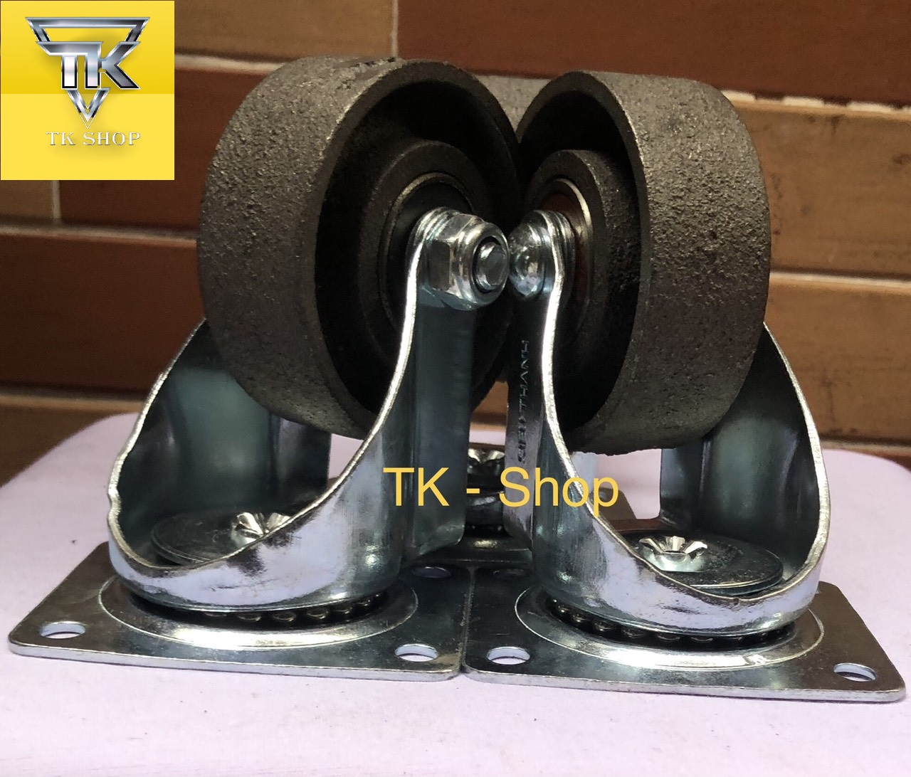 Bộ 4 Bánh Xe Đẩy Gang Đúc 75x32 ( Tải Trọng 400kg)