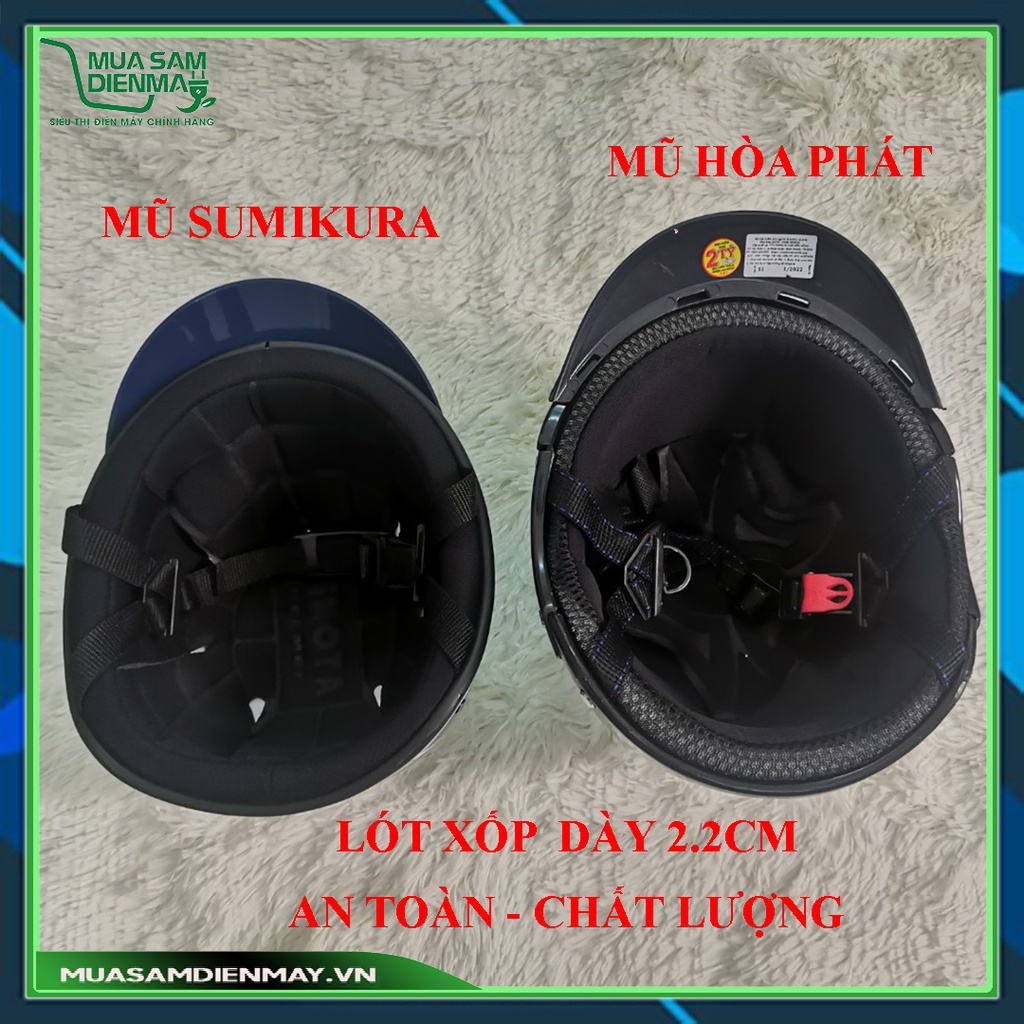 Nón Mũ bảo hiểm mô tô xe máy nửa đầu xốp dày 2.2cm đội nhẹ nhàng và an toàn - Hàng chính hãng Hòa Phát Sumikura Gree