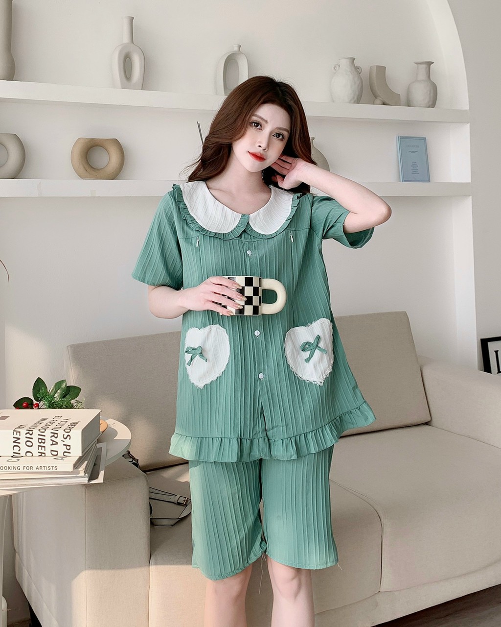 Đồ Bộ bầu - sau sinh -( Lửng Bèo Tay-Quần ) cho con bú - chất liệu mềm - mịn - mát