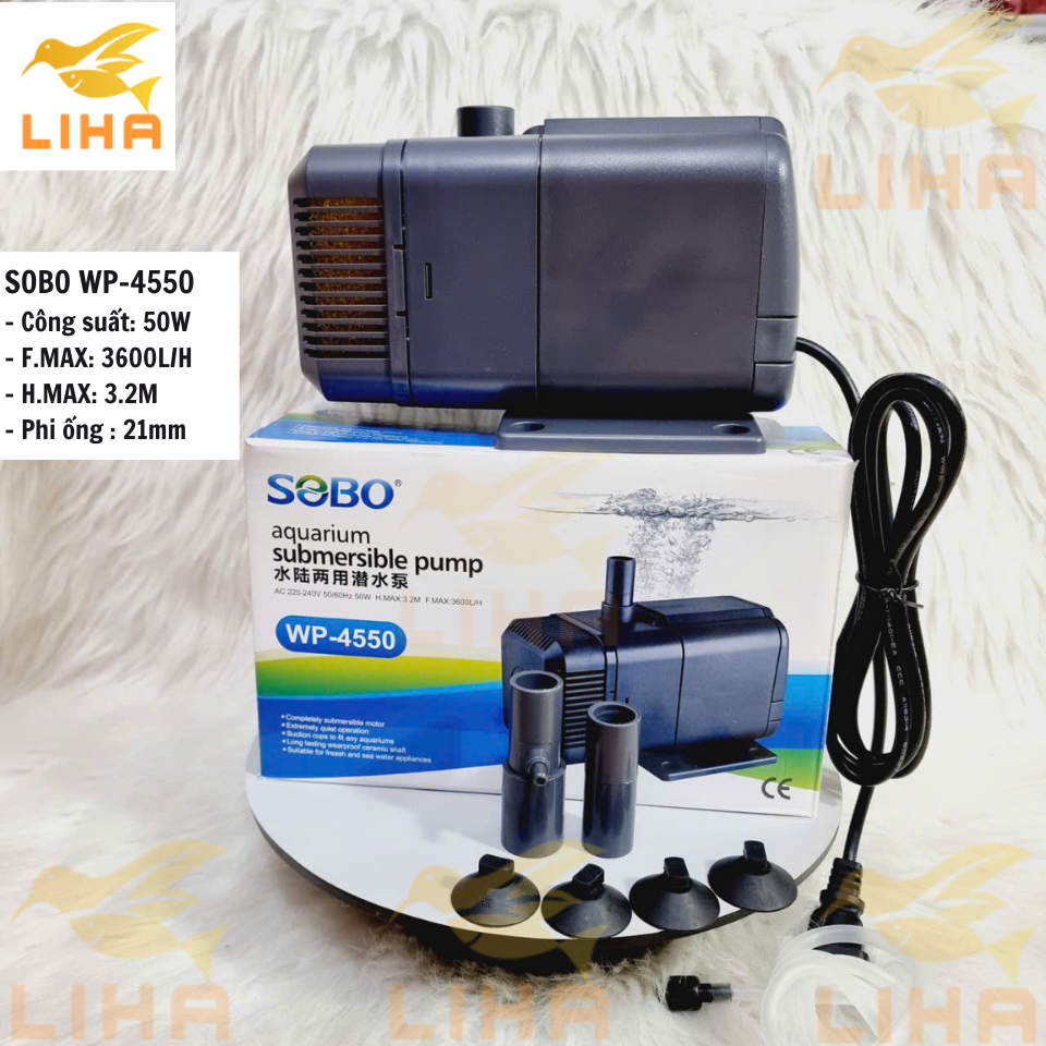 Máy Bơm Chìm Hồ Cá Sobo WP-4550 (50W-3600L/H-3M) - Máy Bơm Nước Cho Bể Cá