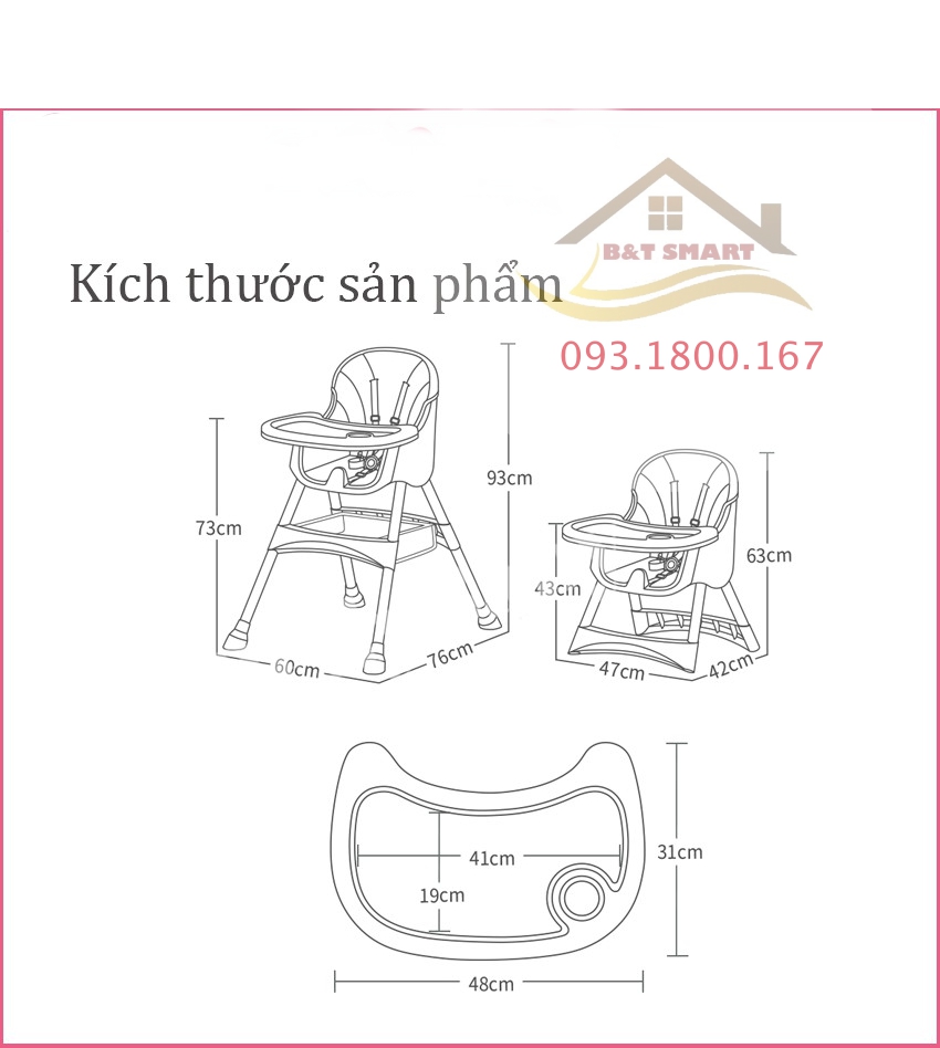 Ghế ăn dặm Umoo điều chỉnh độ cao