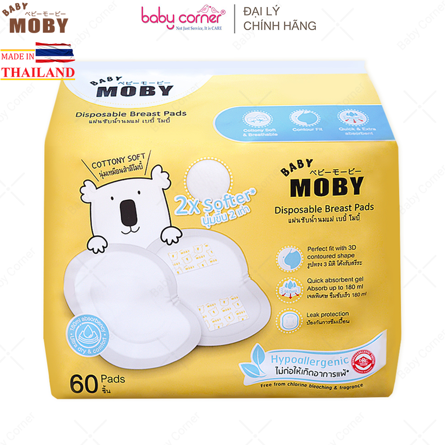 Miếng lót thấm sữa moby baby thái lan, gói 60 miếng