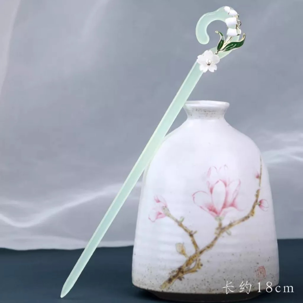 White Orchid antique hairpin