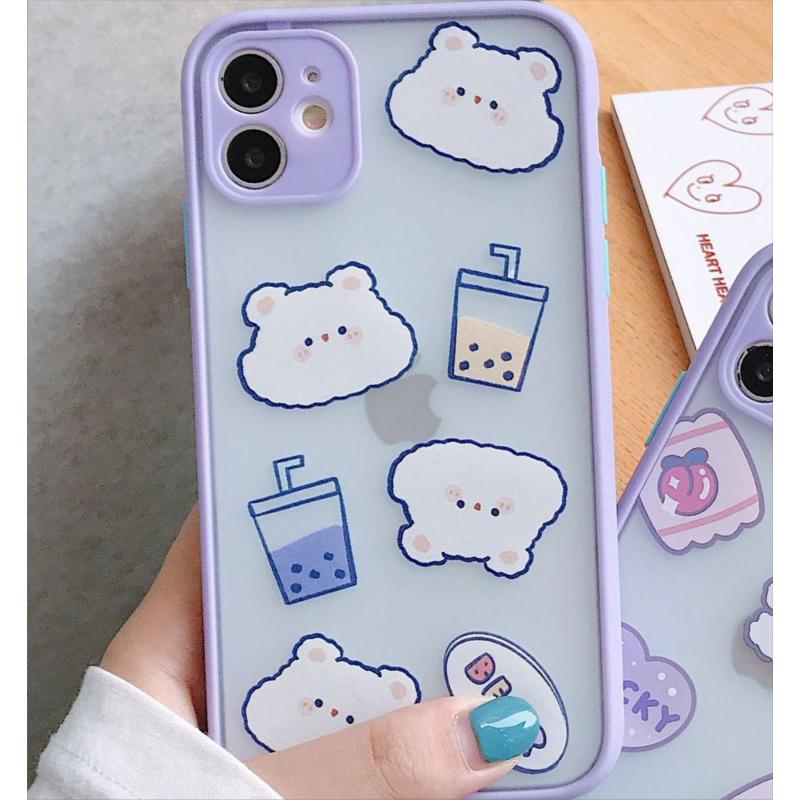 Ốp Lưng Nhám Chống Sock Va Đập Bảo Vệ Camera Bear Lucky