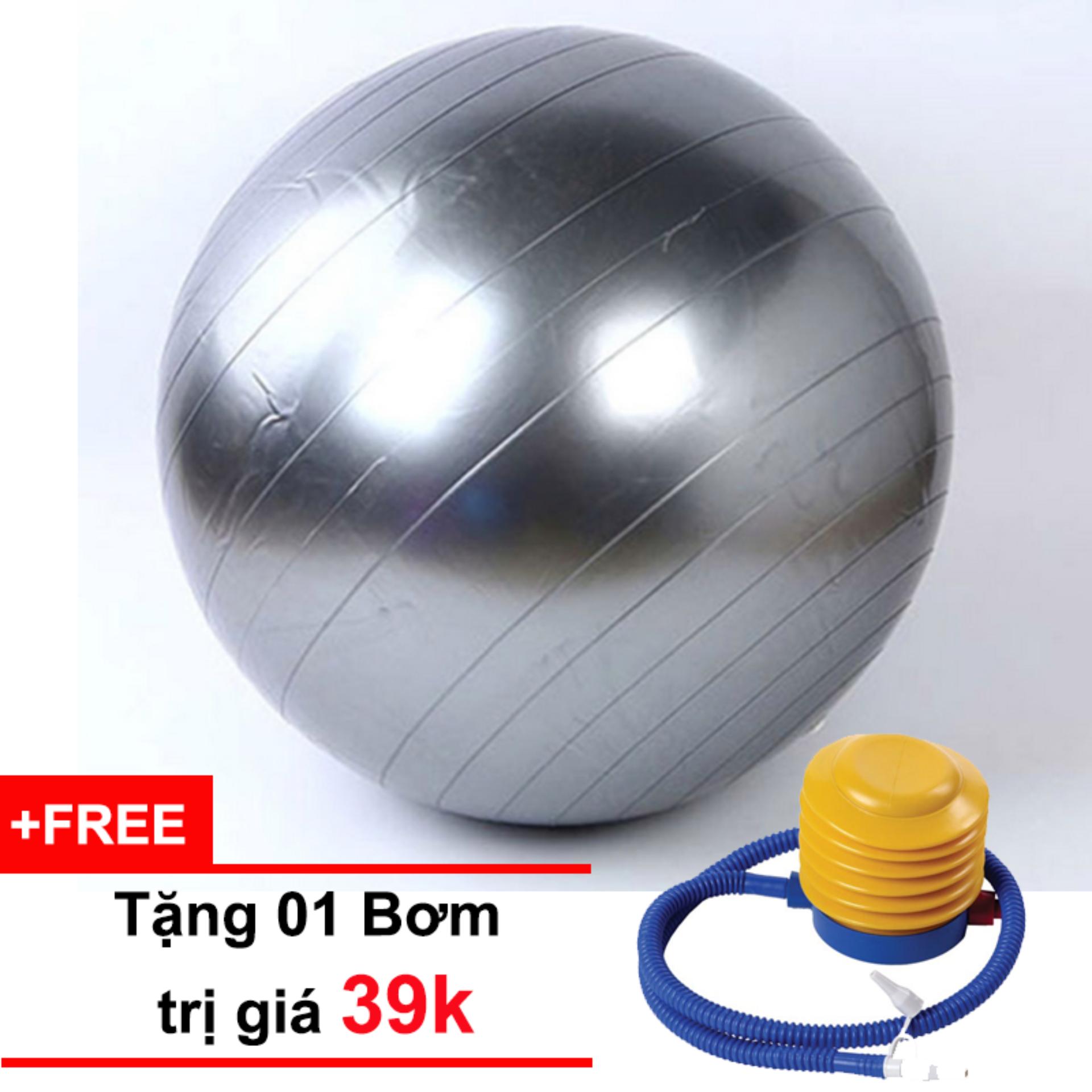 Bóng yoga chơn 75cm + tặng bơm+ van chặn khí