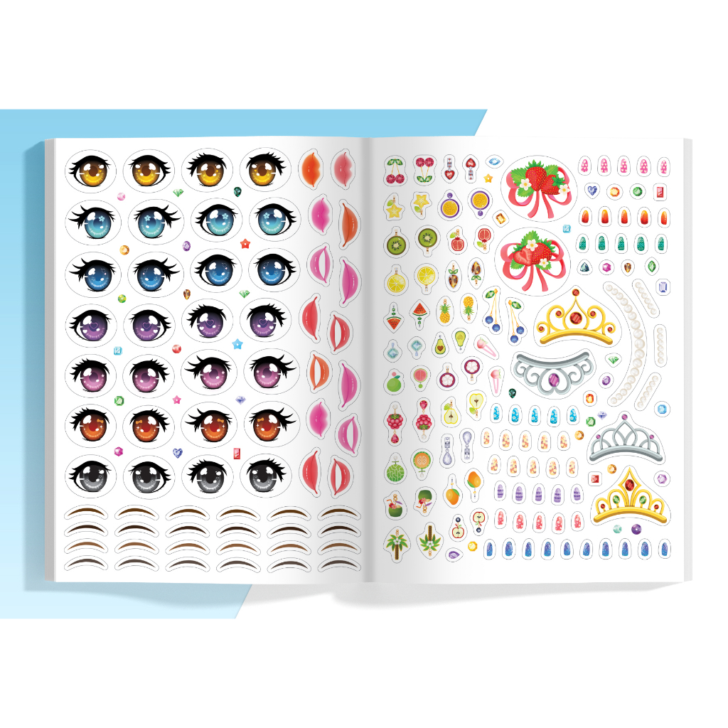 Combo Sách trang điểm công chúa (5 cuốn) (Tô màu và bóc dán hơn 500+ stickers sáng tạo) cho bé gái