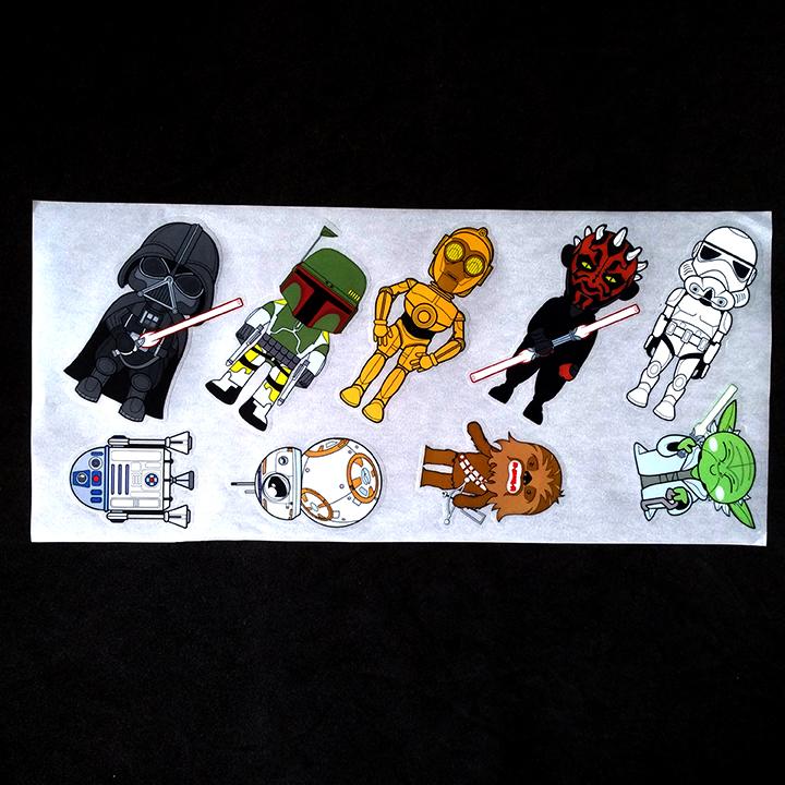 Tấm sticker dán trong suốt chủ đề star wars