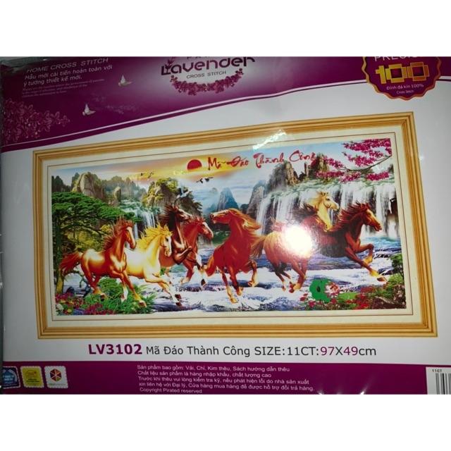 TRANH THÊU 3D MÃ ĐÁO THÀNH CÔNG 97x49cm