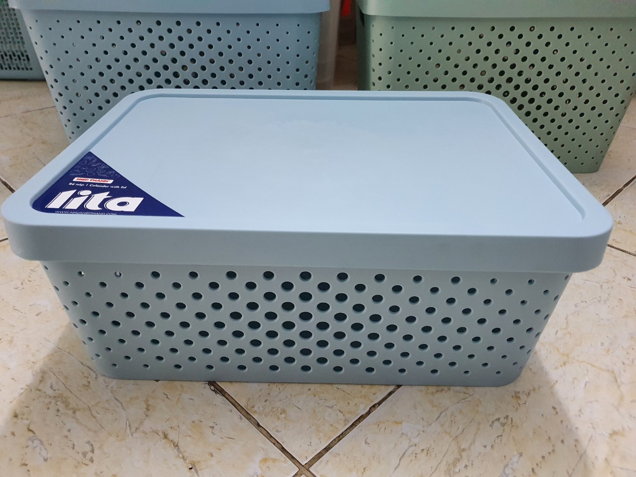 Rổ nhựa màu pastel có nắp nhiều size cao cấp - nhựa hiệp thành - giỏ đựng đồ đa năng