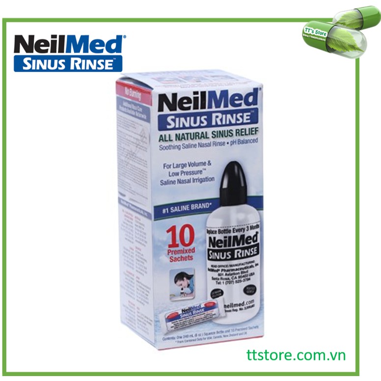 [HCM]Bộ dụng cụ rửa mũi NeilMed Sinus Rinse 10 sachets (1 bình + 10 gói muối) [Nelmed neomet neomed]