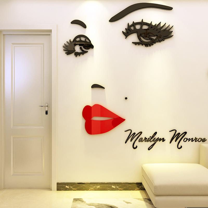 Tranh dán tường mica 3D - Marylin tranh trang trí phòng khách phòng ngủ spa nail cafe.  Chất liệu Decal chống thấm nước.