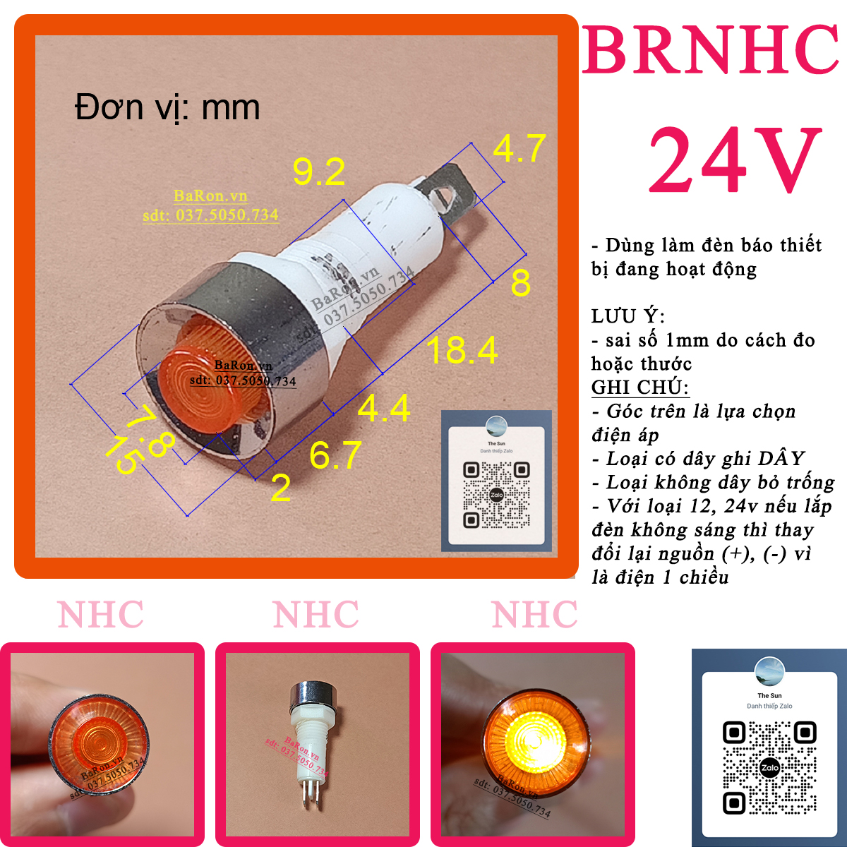 Đèn báo nguồn NHC 12v 24v 220v 380v