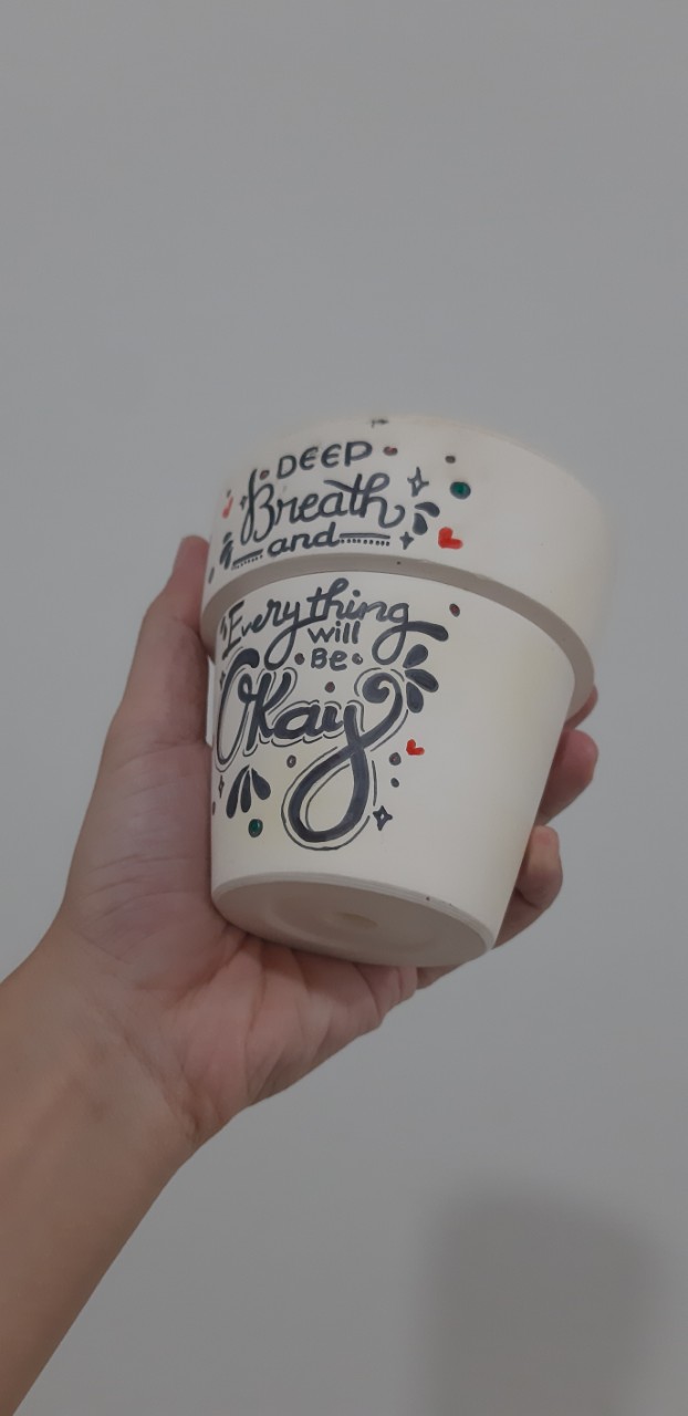 CHẬU ĐẤT NUNG VẼ - Rộng 11cm, Cao 11cm (Chậu đất nung, chậu trồng sen đá, chậu mini, chậu vẽ)