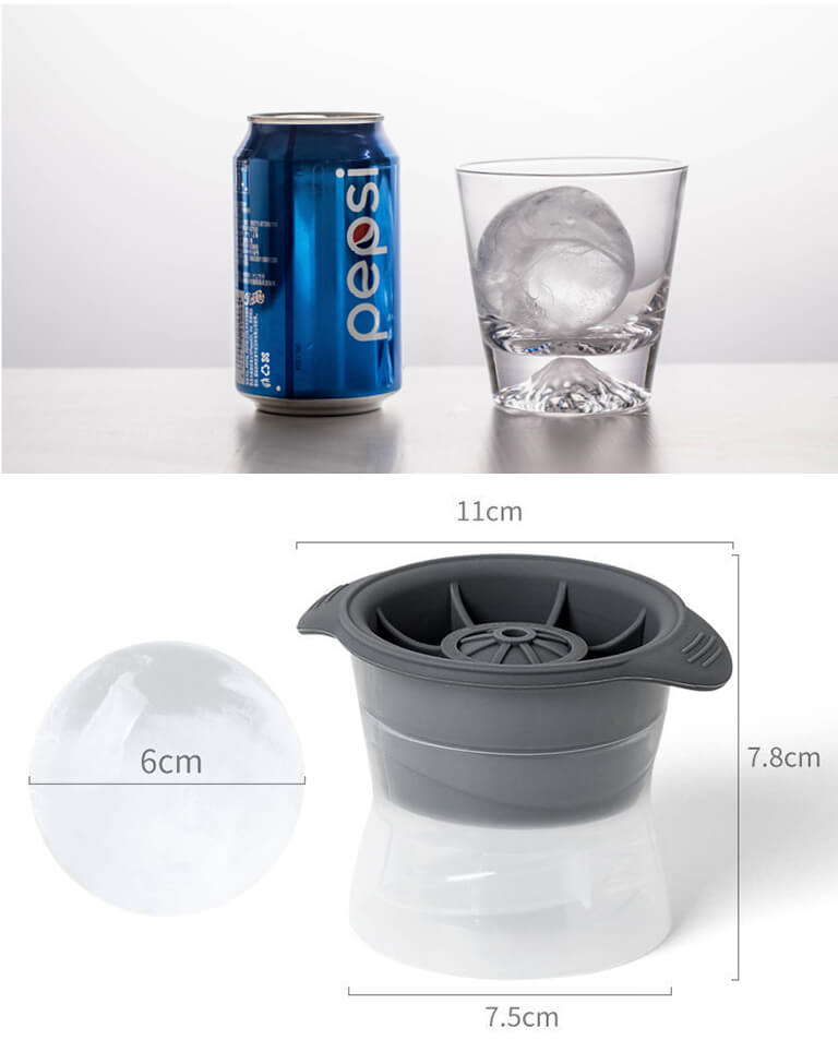 Khuôn Làm Đá Viên Tròn 6cm Tan Chậm Tiện Lợi (Dùng uống sâm panh, Đồ uống có ga ....)