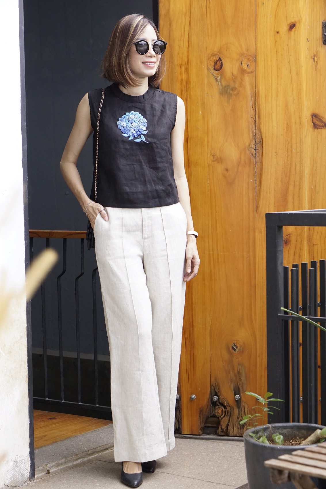 Quần linen ống suông chạy gân HEPBURN - MaxMessi