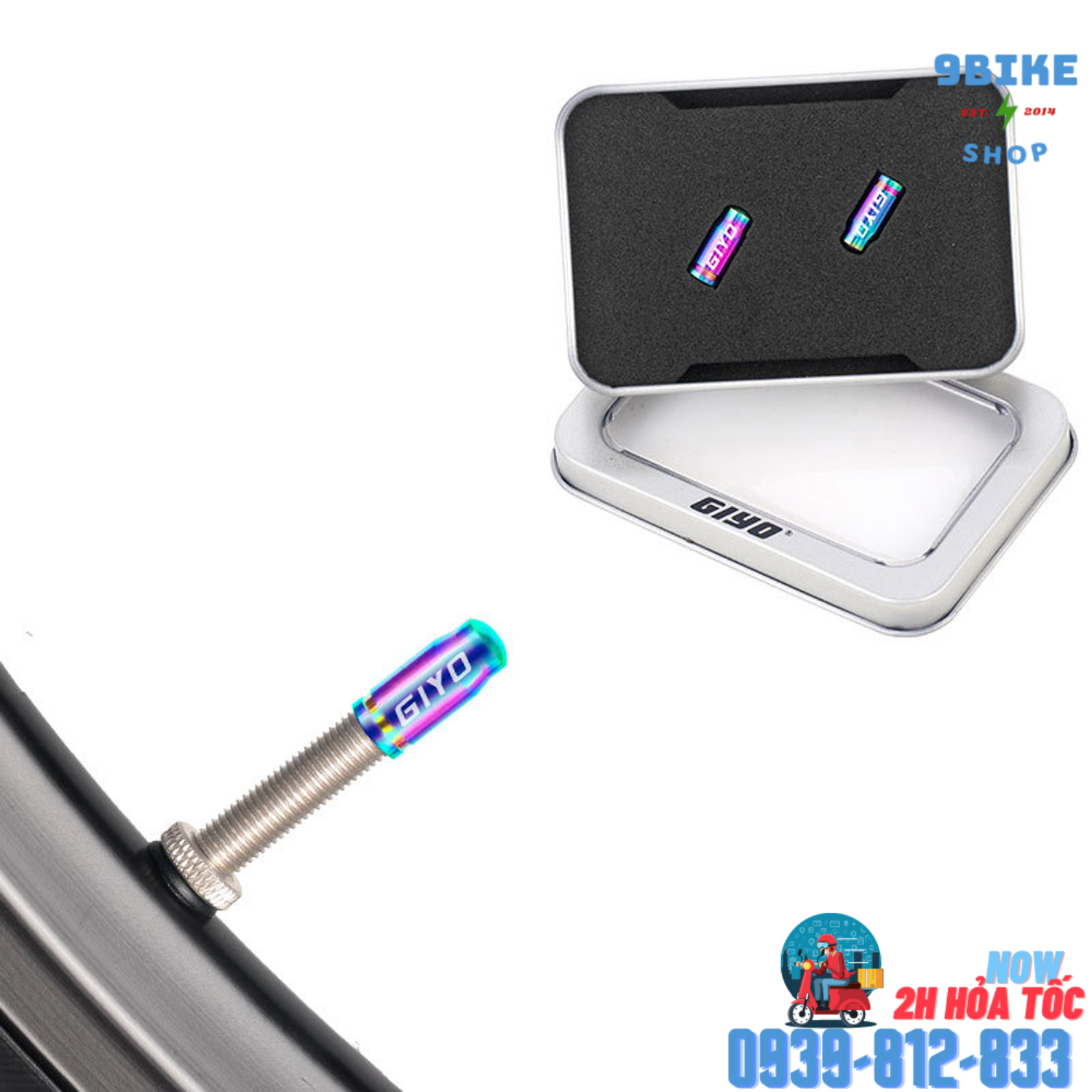 Nắp chụp vòi xe đạp bằng titan Giyo FV van Gạo van Pháp