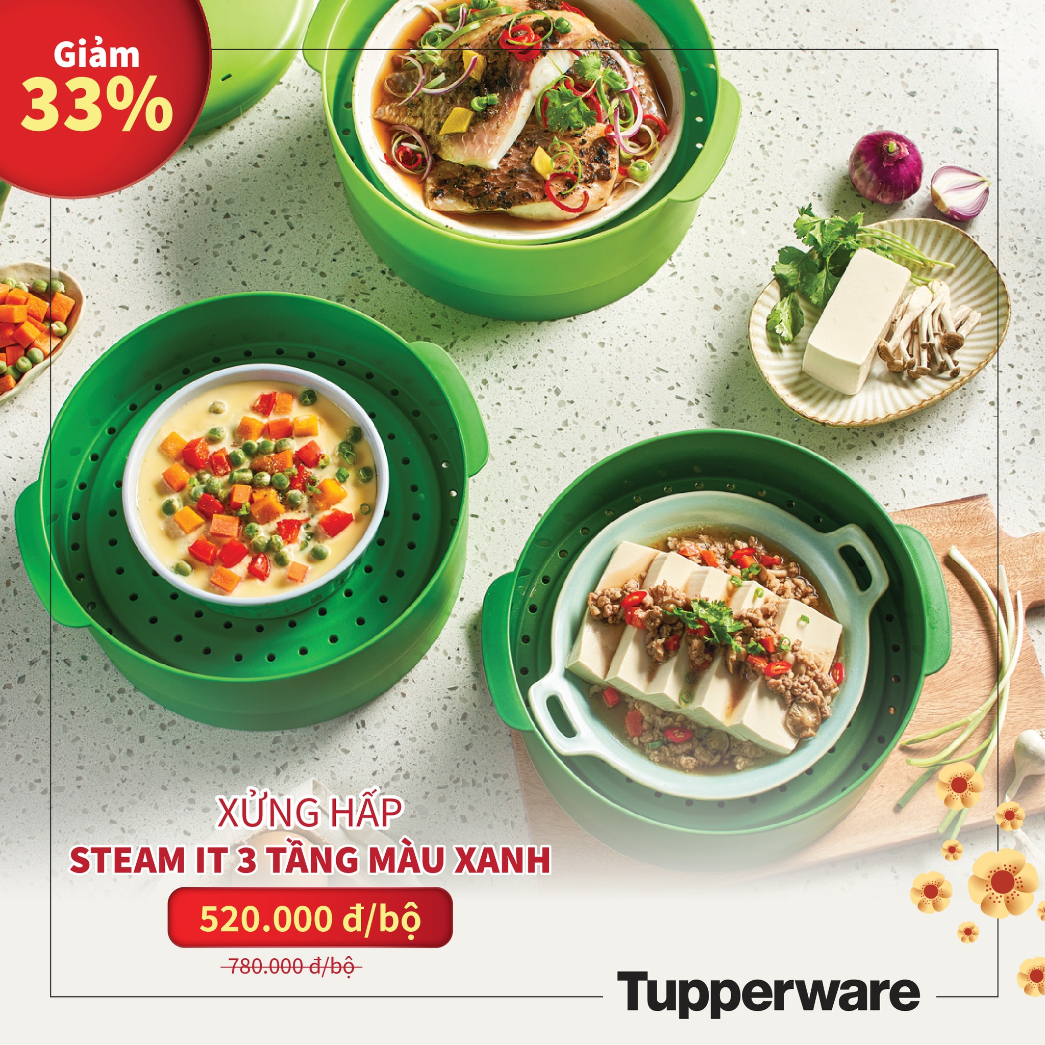 Xửng Hấp Steam It 3 Tầng -Tupperware