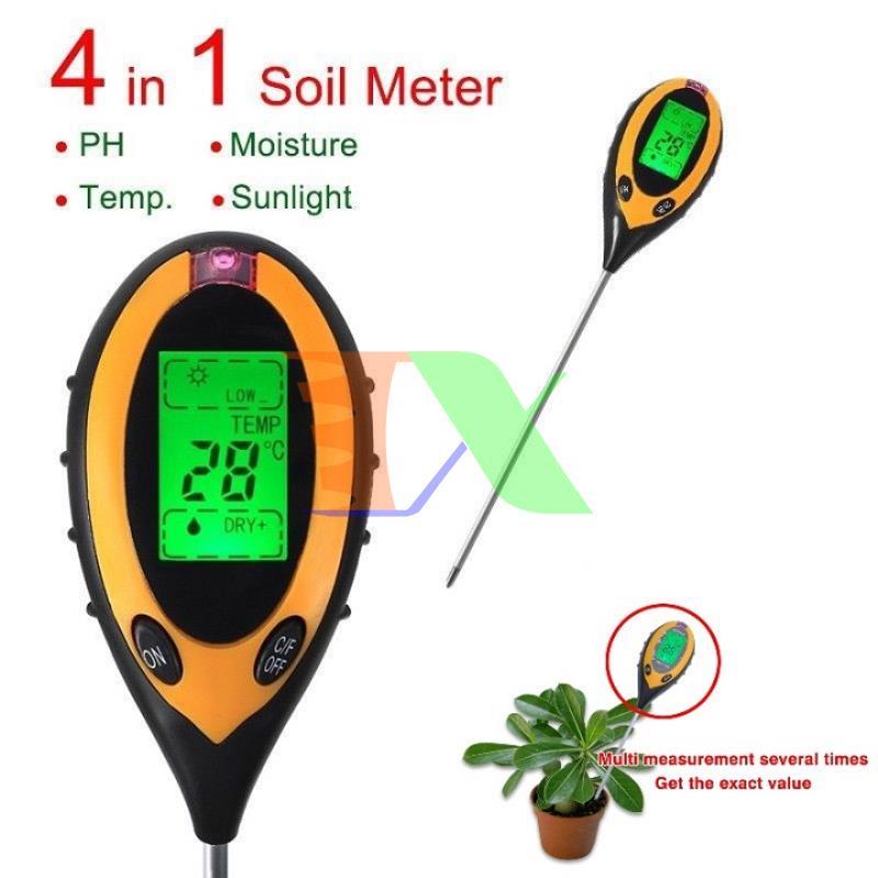 PH meter electronic, instrument pH meter soil 4 in 1, pH test strips, độ ẩm, light, temperature