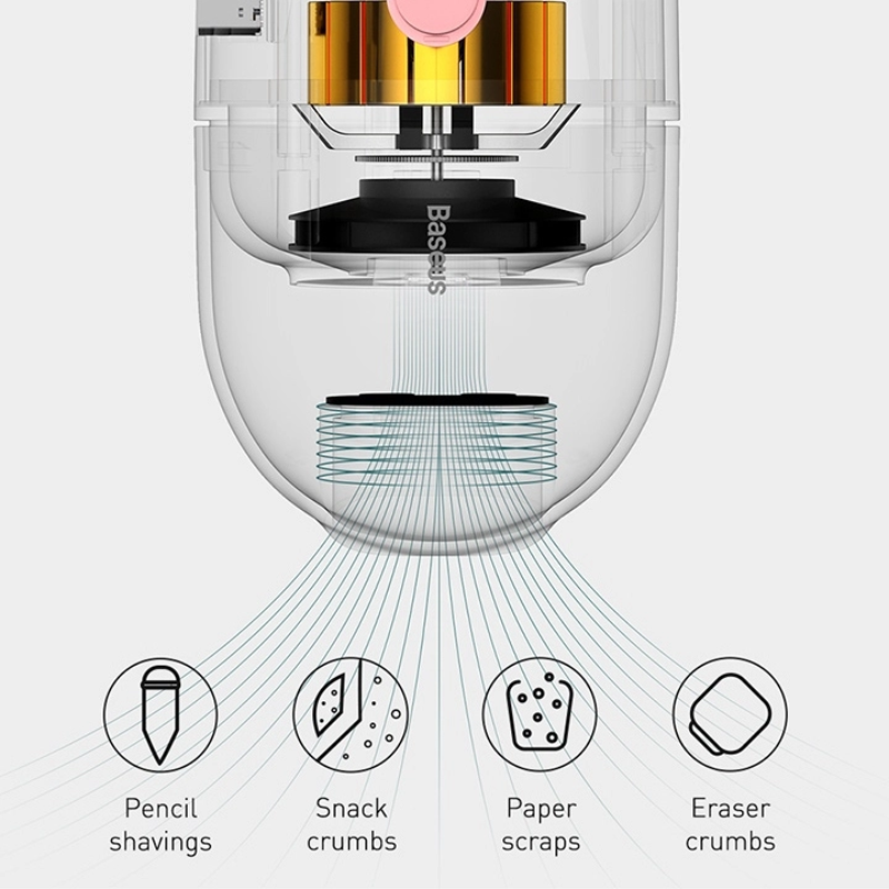 Máy hút bụi mini cầm tay Baseus C2 Desktop Capsule Vacuum Cleaner (6W, 1000 Pa, Pin sạc 900mAh)