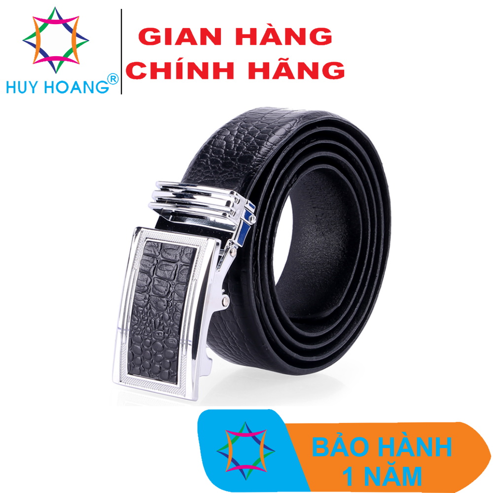 TH4114 - Dây nịt nam da thật vân cá sấu  màu đen