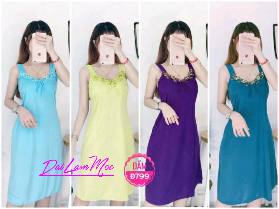 Đầm Thun Nữ Phối Ren Mặc Nhà Giá Rẻ - M37