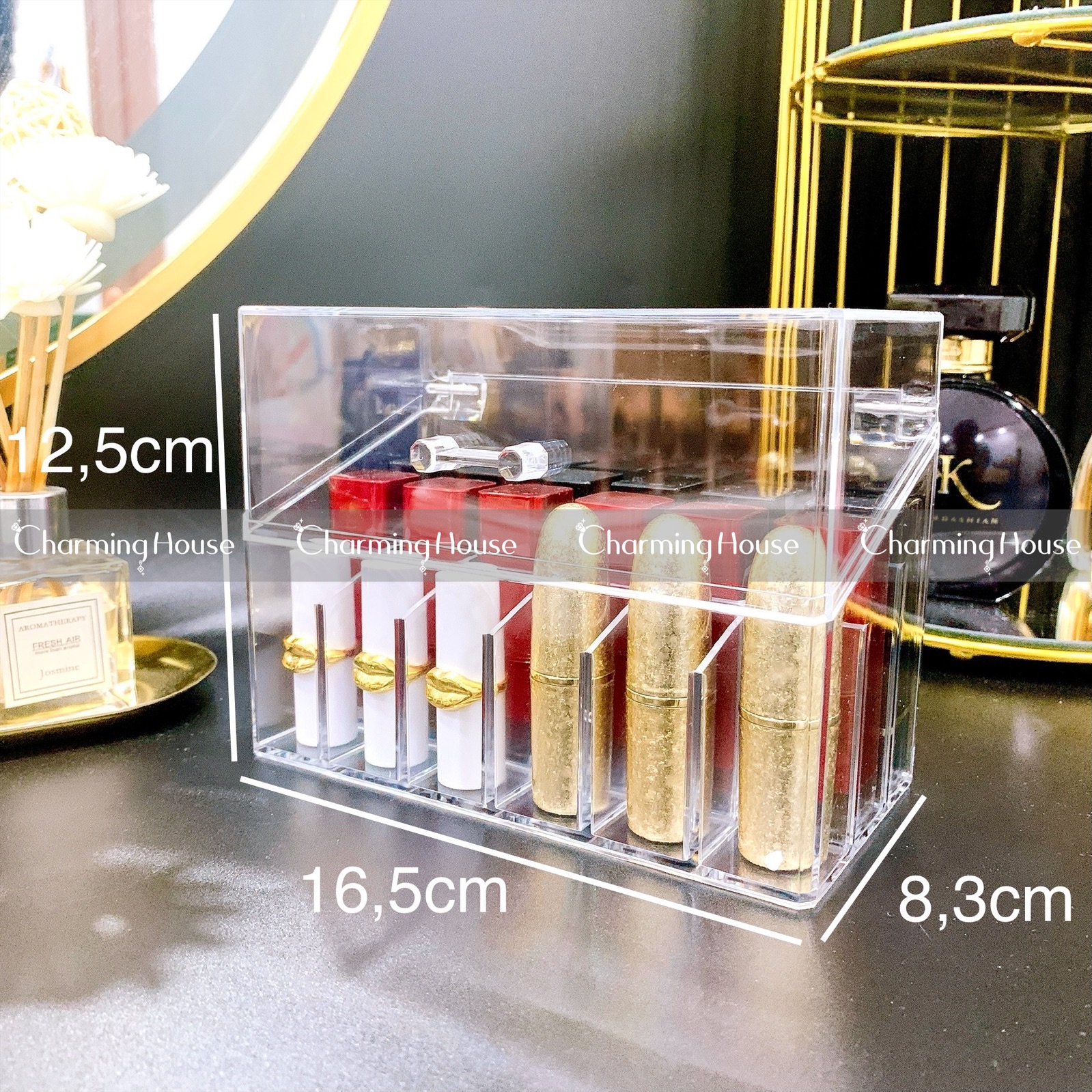 [HÀNG CÓ SẴN] -  KHAY ĐỰNG SON CÓ NẮP 24 THỎI SON CAO CẤP