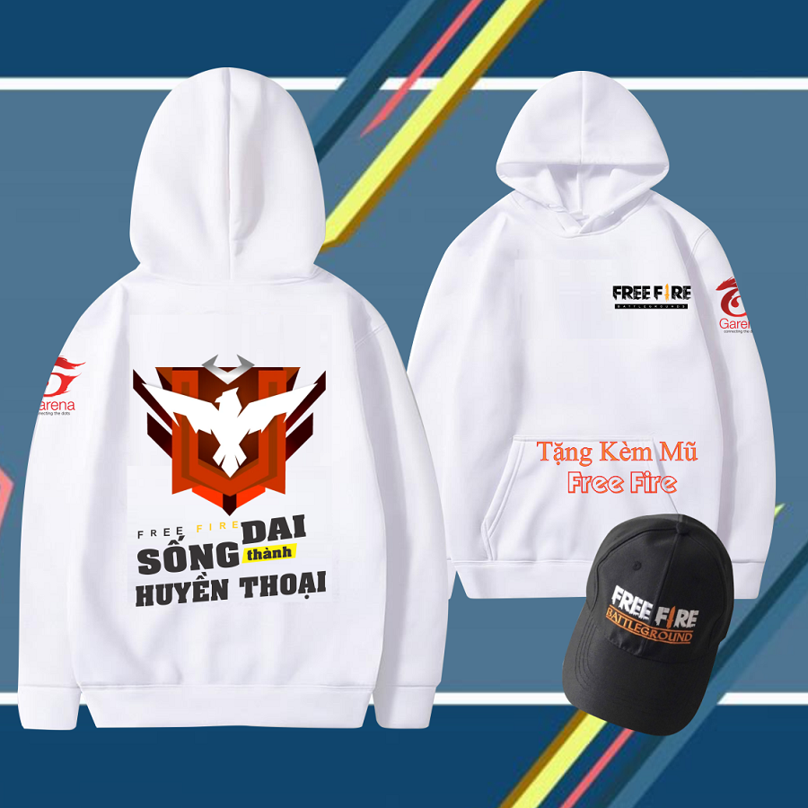 Áo Hoodie Màu Đen Và Trắng [ TẶNG KÈM NÓN FF ] Rank Huyền Thoại Chất Nỉ Đủ Size Dễ Phối Đồ
