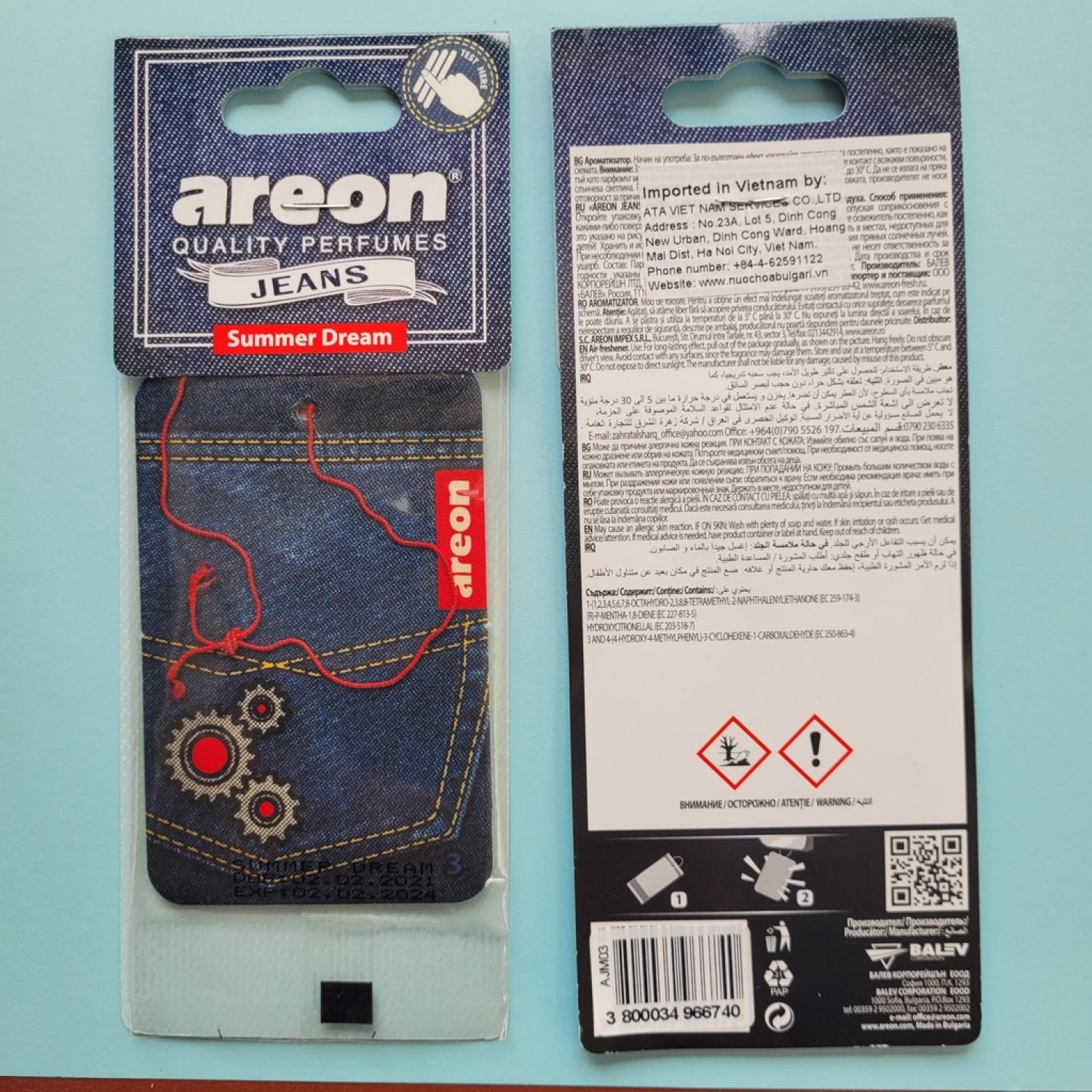 Lá Thơm Treo Xe Ô Tô - Lá Thơm Areon Khử Mùi Xe, Nhập khẩu Bulgaria Đạt Tiêu Chuẩn Châu Âu