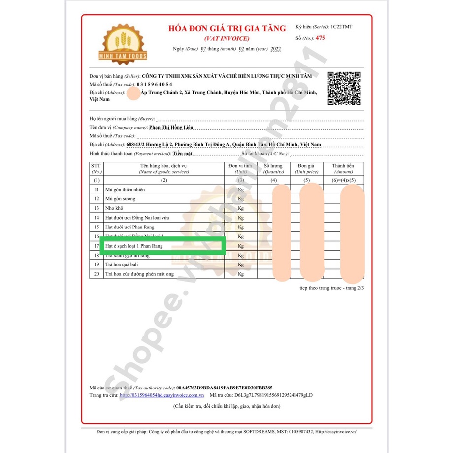 1Kg Hạt é sạch loại 1 Phan Rang
