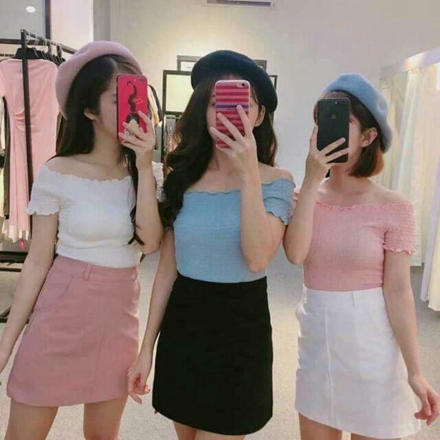 Áo Trễ vai Thun Gân Co giãn tốt