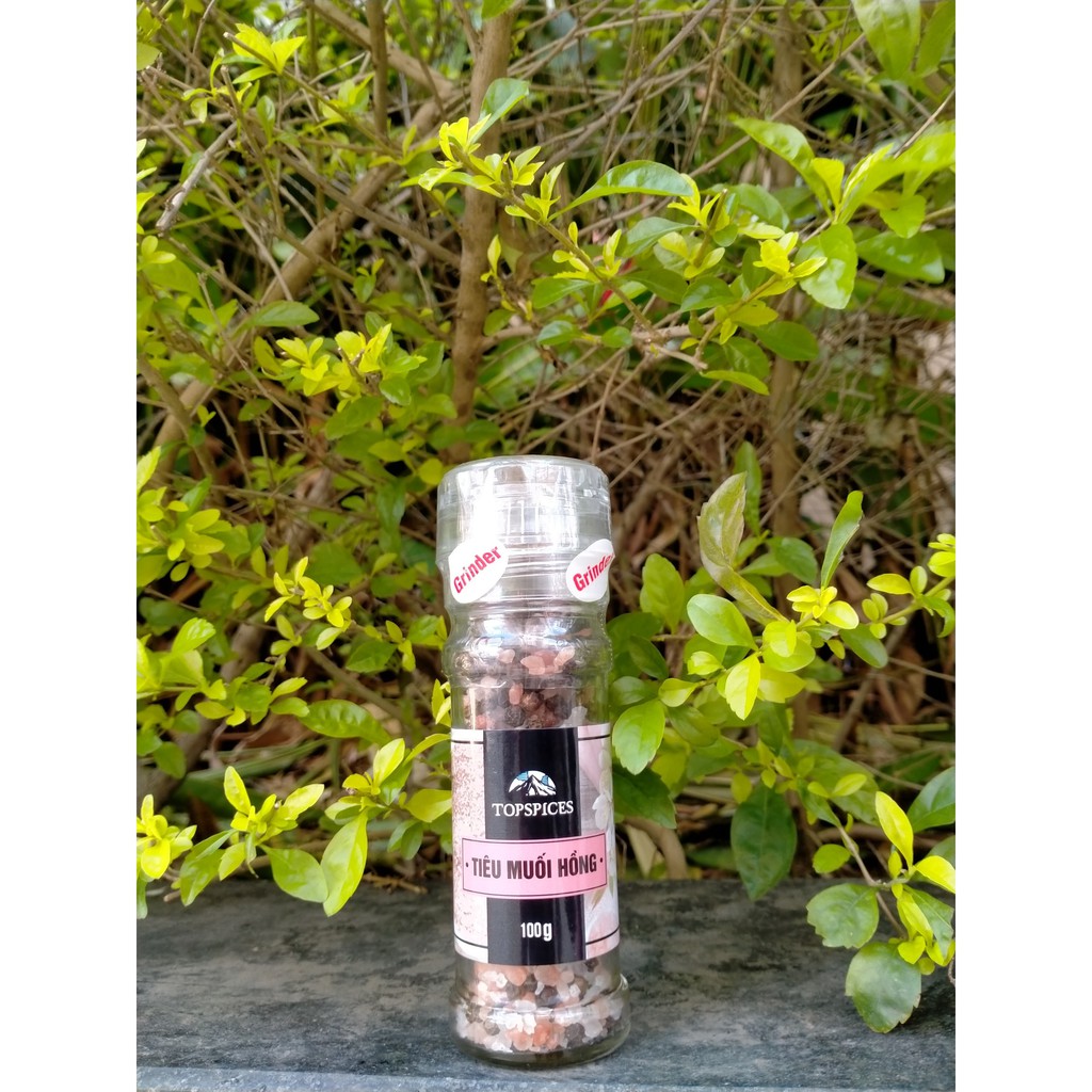 Chai tiêu muối hồng (có cối xay), 100g, (có video shop quay)