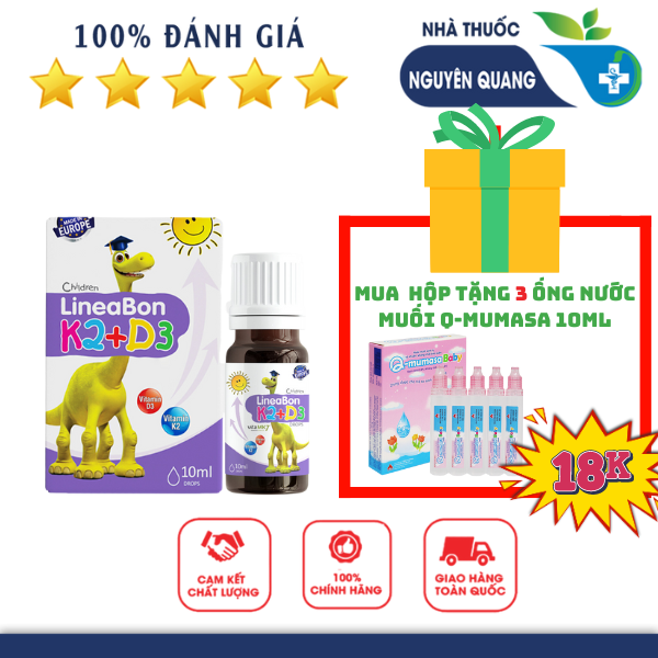 Quà Tặng Nước Muối - Lineabon D3K2 tặng thìa inox - Cung cấp Vitamin D3k2 - Tăng chiều cao cho bé