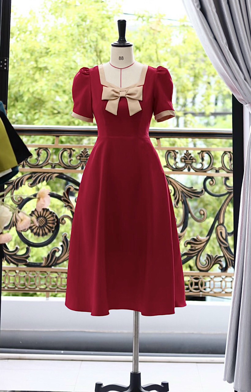 Đầm phối màu công sở đủ size