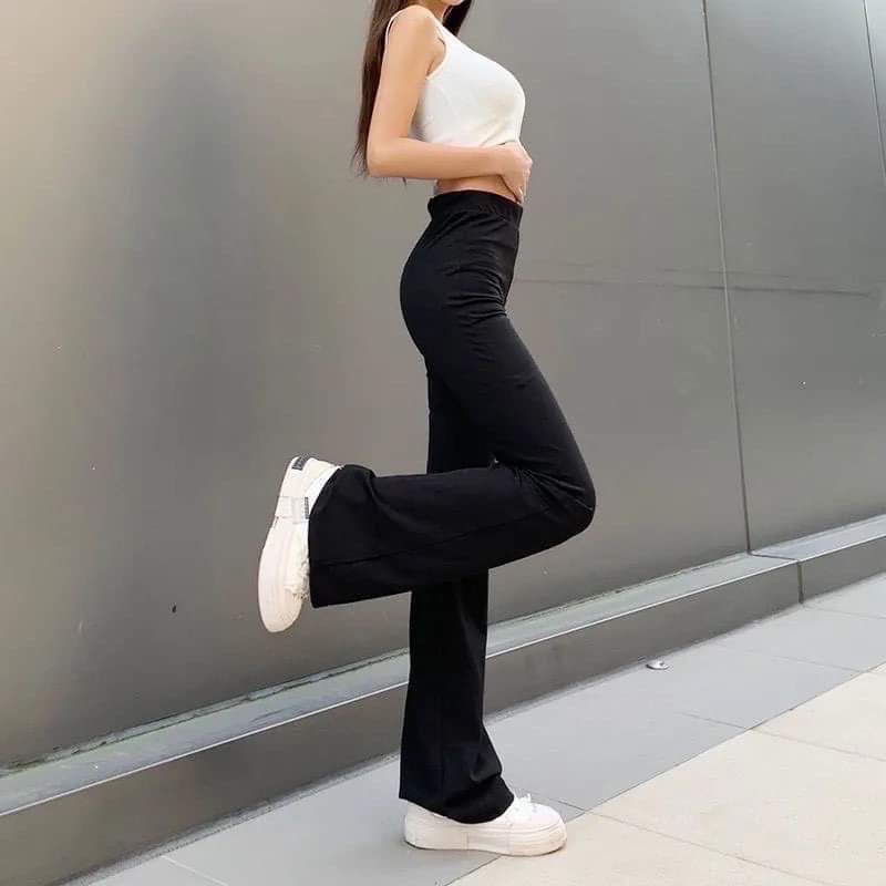 Quần ống loe chất liệu thun cotton co dãn ôm mông siêu hack dáng