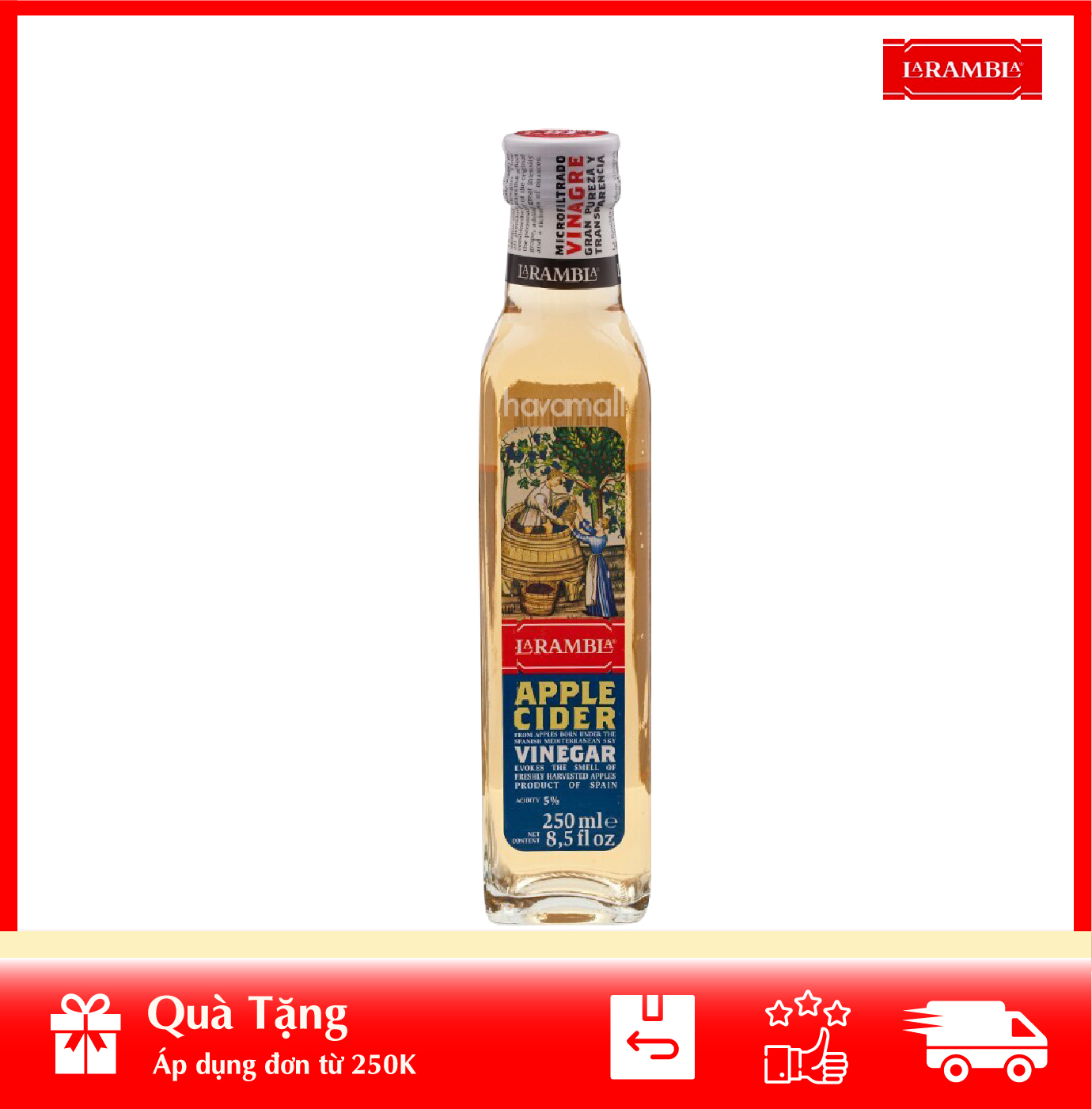 [HOÀN TIỀN MAX 10%][ HÀNG NHẬP KHẨU ] Giấm Táo Nguyên Chất La Rambla Phù Hợp Detox Giảm C.â.n Thanh Lọc 250ml