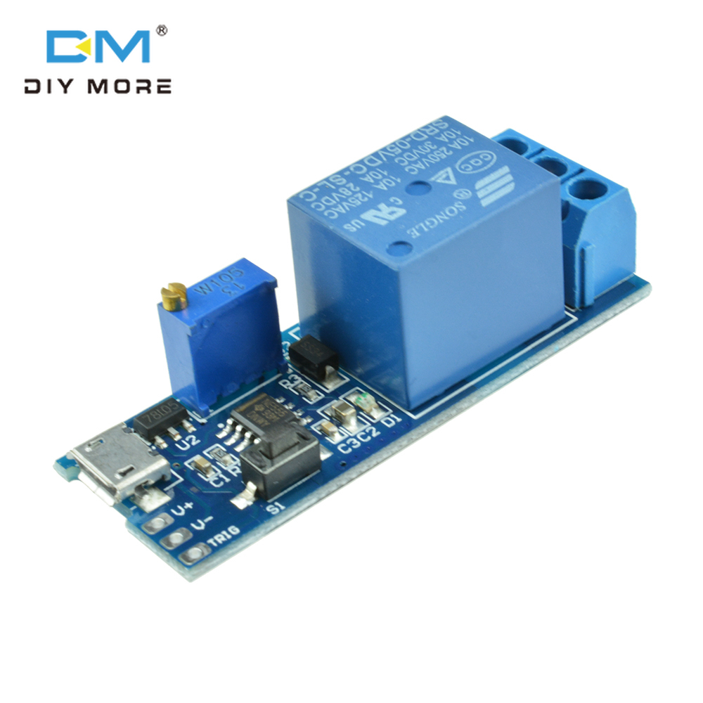 Diymore rơ le điện áp rộng dc 5v-30v micro usb có thể điều chỉnh độ trễ công tắc rơ le dẫn độ trễ điều khiển hẹn giờ mô đun, 12v 24v