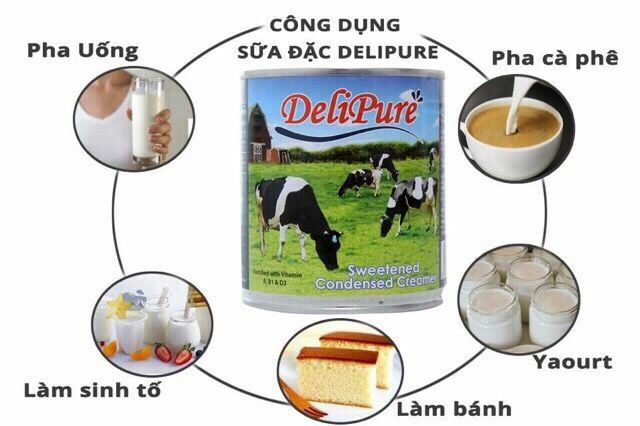 Combo 6 lon sữa đặc Delipure loại 1kg