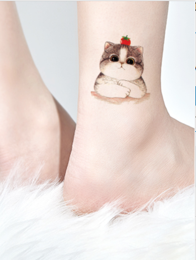 Hình dán tatoo mèo ú cute h15