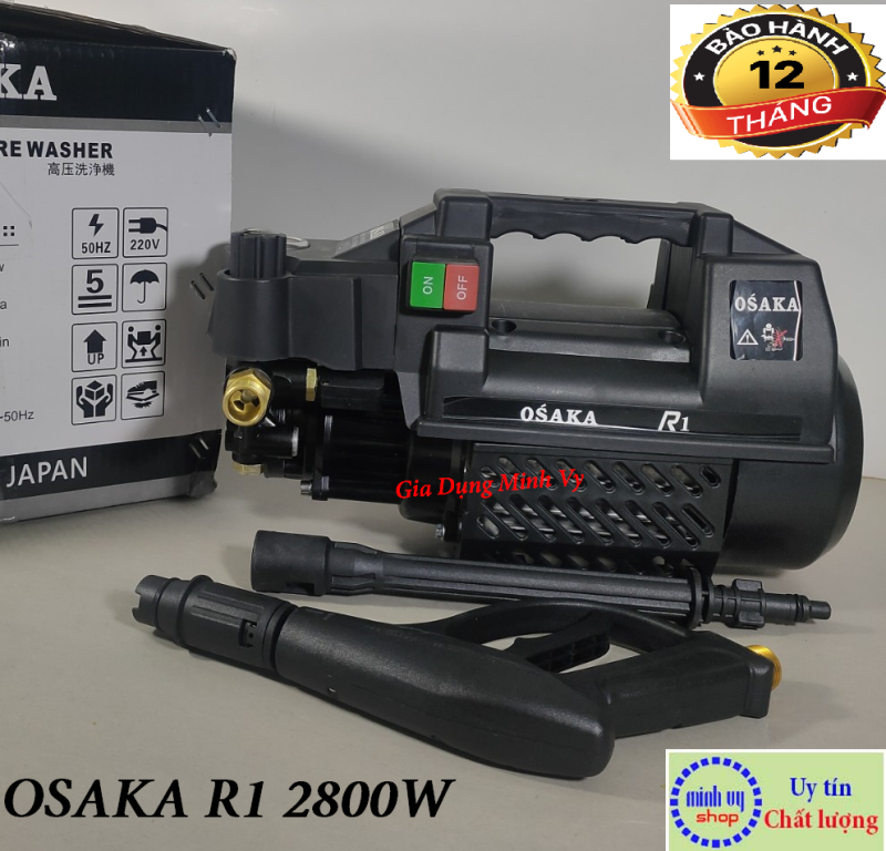 Máy rửa xe chỉnh áp Osaka R1 thế hệ mới tặng bình xịt bot tuyết ống nối dài dây 15m