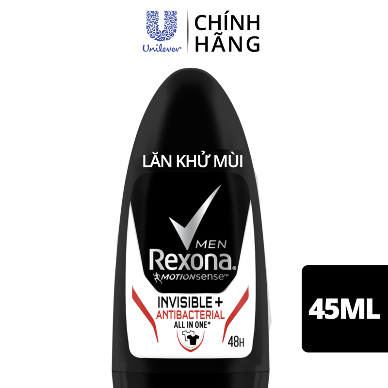 Lăn khử mùi Rexona Men Invisible & Antibacterial 48h khô thoáng kháng khuẩn dành cho nam 45ml nhập khẩu